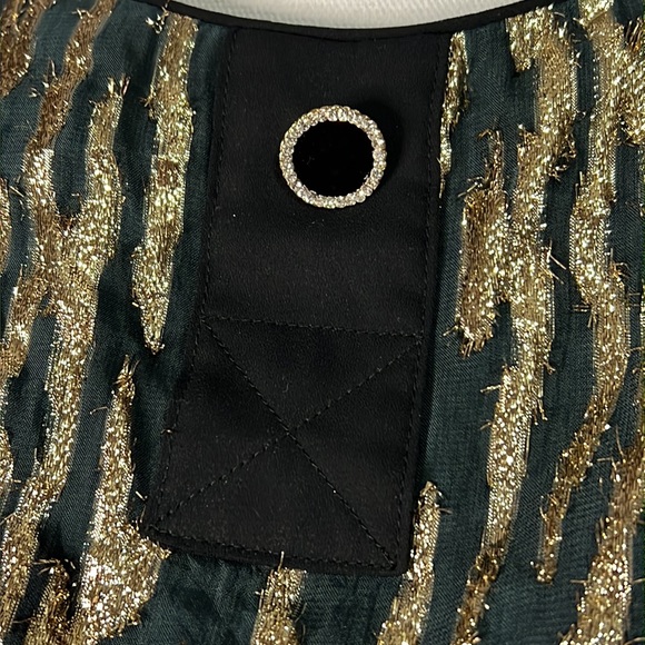 Vintage 80’s Act I New York DISCOCORE crepe gold black blouse shoulder pads - Picture 3 of 8